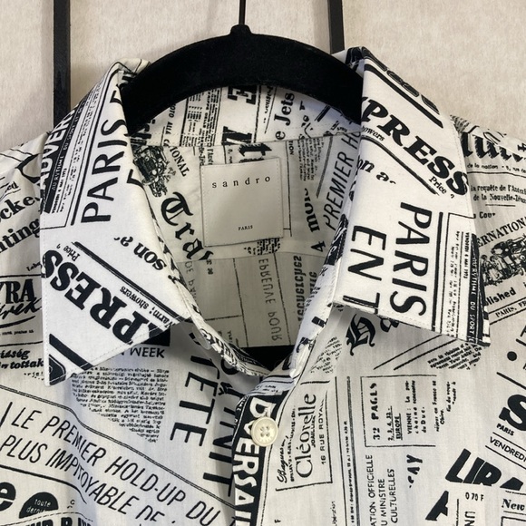 🏇 Sandro Newspaper Print Men's Shirt - Picture 4 of 13